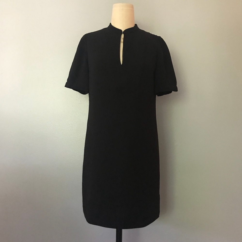 J. Crew Black Short Sleeve Keyhole Shift Dress